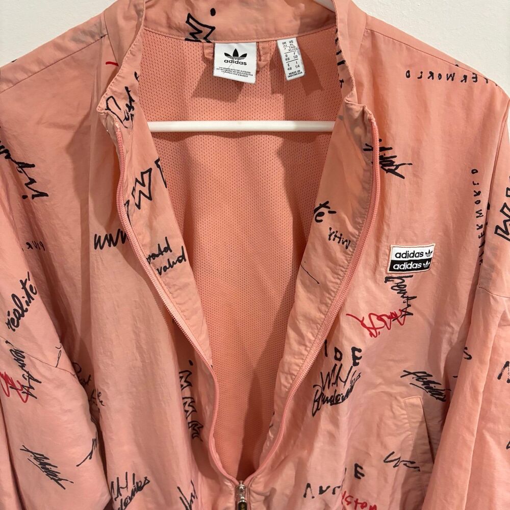 Adidas Originals RYV Allover Script Print Cropped Windbreaker Jacket Track Top - Picture 10 of 12